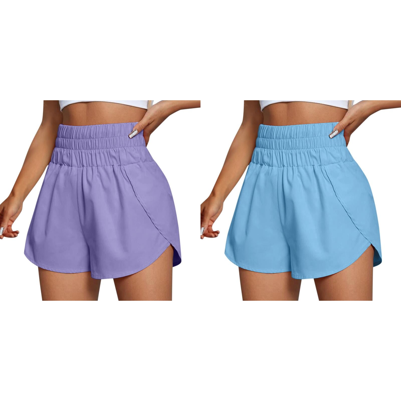 (2Packs)Womens Running Quick Dry Women Shorts for Summer Knee Length