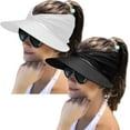 thumbnail image 1 of 2 Packs Womens Sun Visor Hat Wide Brim Summer UPF 50+ UV Protection Beach Sport Cap, 1 of 6