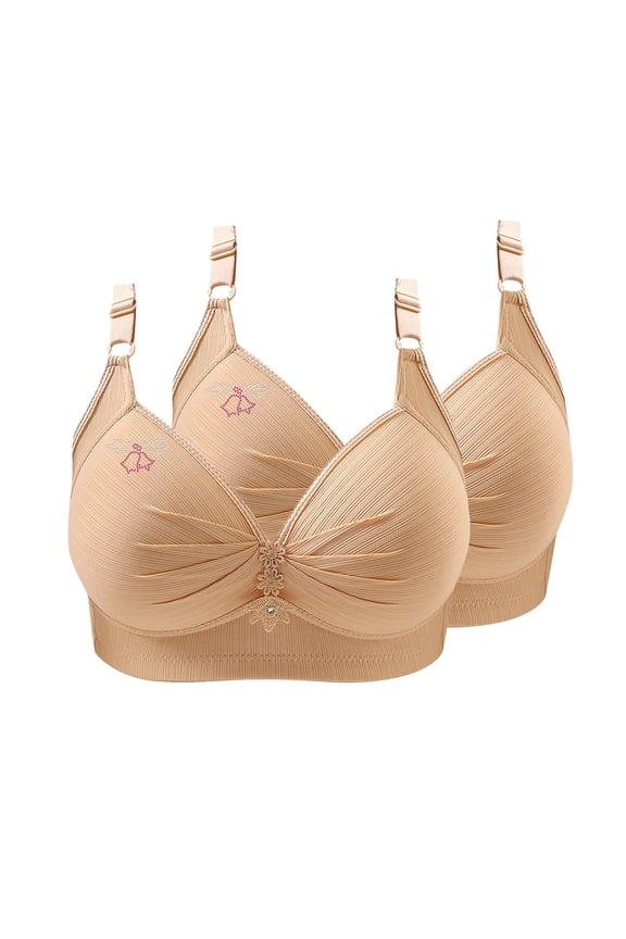 2 Packs Womens Wireless BC Cup Bras Push Up Full Coverage Bralettes for Women Comfortable Padded Everyday Bra