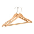 thumbnail image 1 of 2 Packs Wood Non-Slip Hangers with Pinch Clips, Durable 360-degree Space Saving Clothes Hangers for Coats, Pants, or Shirts Natural, 1 of 6