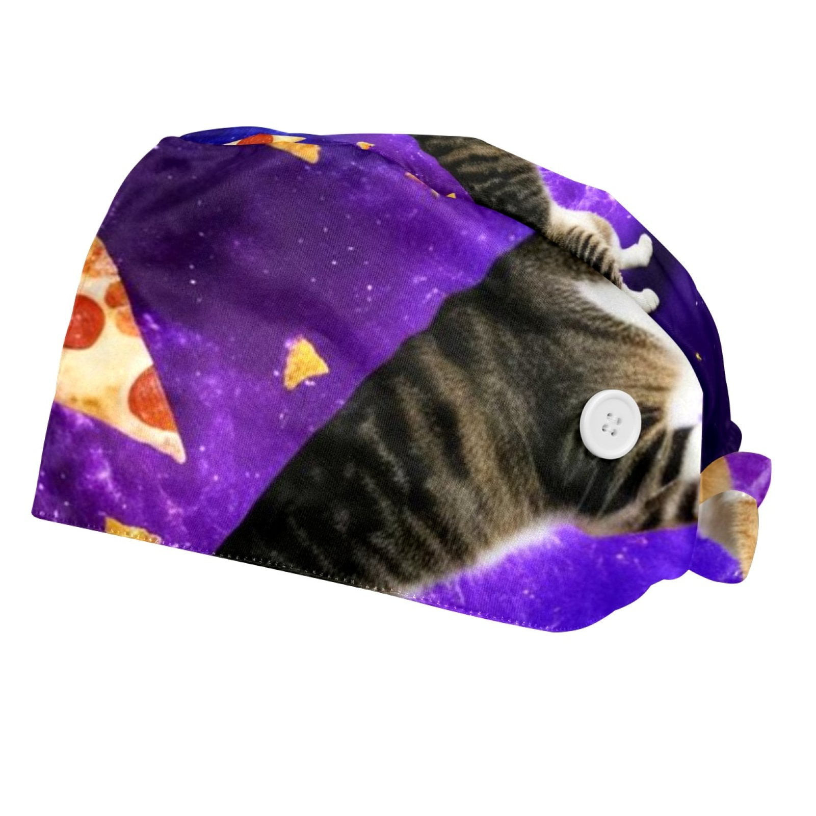 Women's & Men's Adjustable Bouffant Cap With Buttons & Sweatband - 3D Print Penguin, Reusable