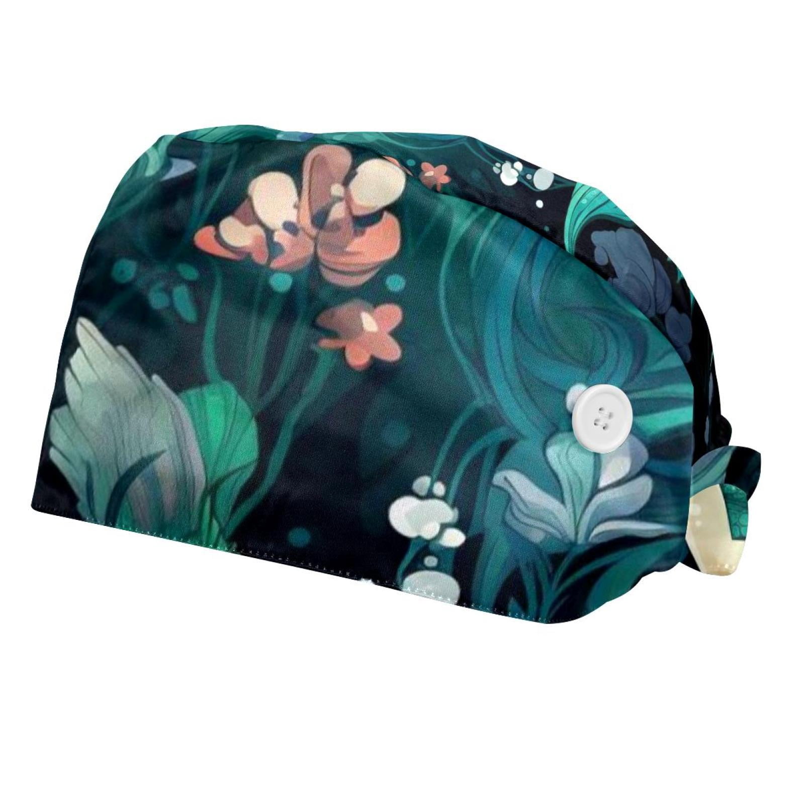 Shutiall Working Cap With Sweatband - Adjustable Tie-Back Bouffant Hat For Women & Men, Multi-Color Print - View #3