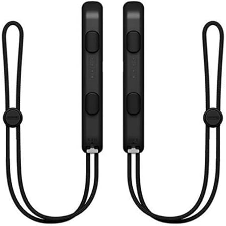 2 Packs Wrist Strap for Switch Joycon, Replacement Accessories with Joystick Grip Cap Adjustable Elastic Controller Wristband for Joy Con Controller (Black)