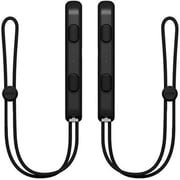 2 Packs Wrist Strap for Switch Joycon, Replacement Accessories with Joystick Grip Cap Adjustable Elastic Controller Wristband for Joy Con Controller Black