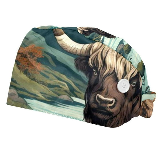 2 Packs Yak Surgical Cap with Buttons for Long Hair