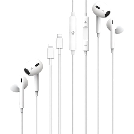 2 Packs-for iPhone Headphones for Phone Earbuds Wired Lightning Headphone [Model:Plug and Play,No Bluetooth,MFi Certified] Built-in Mic & Volume Control,for iPhone 14/13/12/11/XR/X/8/7,All iOS System