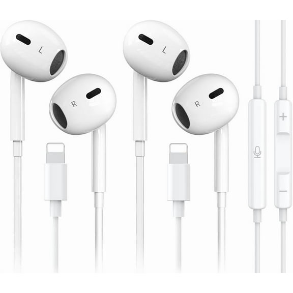 2 Packs-for iPhone Headphones Wired Earbuds/Earphones Nosie Reduction Built-in Microphone & Volume Control Headsets Compatible with iPhone 14/13/12/11/XR/XS/X/8/7/SE/Pro/Pro Max