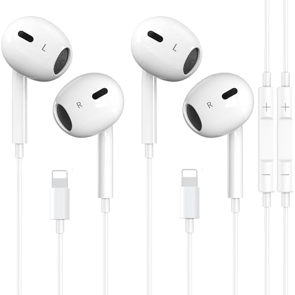 2 Packs iPhone Headphones Earbuds Support for iPhone 14/13/12/SE/11 | with Built-in Mic & Volume Control [MFi Certified] for iPhone 14/13/12/SE/11/XR/XS/X/7/7Plus/8/8Plus Support All iOS System