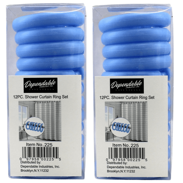2 Packs of 12 Plastic Locking Round Hook Easy Gliding Shower Curtain