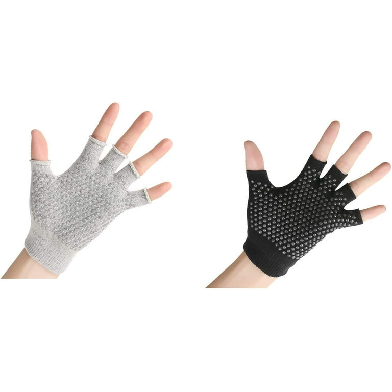 2 Packs of Non Slip Fingerless Yoga Gloves Exercise Gloves Workout Gloves