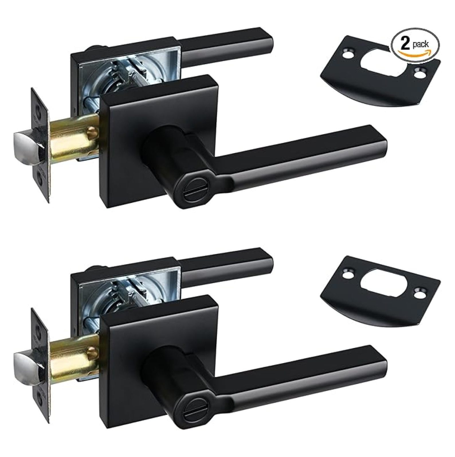 2 Packs of Privacy Lever Door Handles for Bedroom&Bathroom, Keyless ...