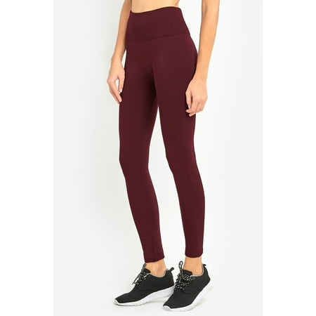 2 Packs of Sofra Women's High Waist Fleece Lined Extra Wide Band Seamless Winter Leggings (Fits Small to Large)