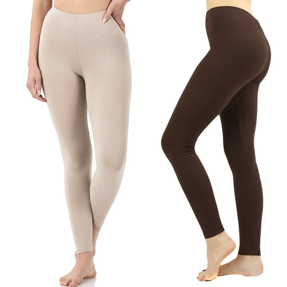 2 Packs of TheLovely Women Premium Cotton High Waist Full Length Leggings