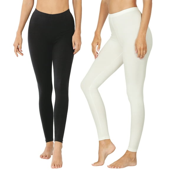 2 Packs of TheLovely Women Premium Cotton High Waist Full Length Leggings