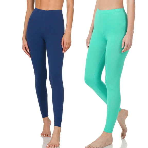 2 Packs of TheLovely Women Premium Cotton High Waist Full Length Leggings