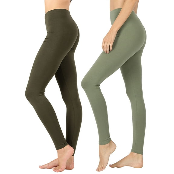 2 Packs of TheLovely Women Premium Cotton High Waist Full Length Leggings
