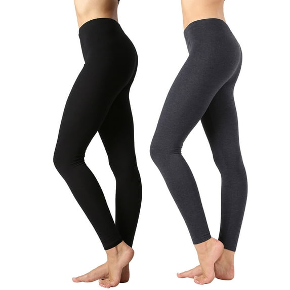 2 Packs of TheLovely Women Premium Cotton High Waist Full Length Leggings