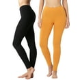 thumbnail image 1 of 2 Packs of TheLovely Women Premium Cotton High Waist Full Length Leggings, 1 of 4