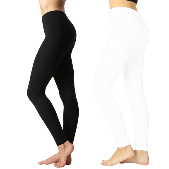 2 Packs of TheLovely Women Premium Cotton High Waist Full Length Leggings