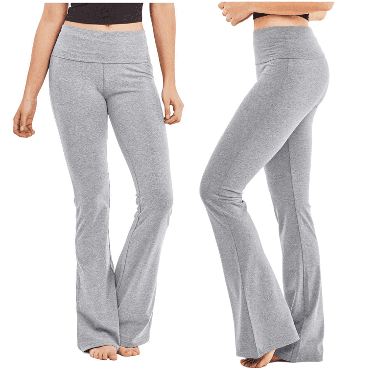 2 Packs of TheLovely Women's Fold-Over Waistband Bootleg Flared Bottom  Workout Yoga Pants Leggings 