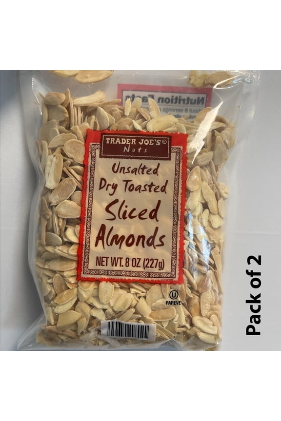 2 Packs of Unsalted Dry Toasted Sliced Almonds - A Detectable Delight | 8 Oz | Buy From RADYAN