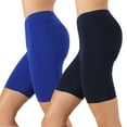 thumbnail image 1 of 2 Packs of Womens & Plus Soft Cotton Stretch Knee Length Leggings Fitness Sport Biker Shorts, 1 of 5