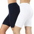 thumbnail image 1 of 2 Packs of Womens & Plus Soft Cotton Stretch Knee Length Leggings Fitness Sport Biker Shorts, 1 of 5