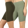 thumbnail image 1 of 2 Packs of Womens & Plus Soft Cotton Stretch Knee Length Leggings Fitness Sport Biker Shorts, 1 of 5