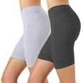 thumbnail image 1 of 2 Packs of Womens & Plus Soft Cotton Stretch Knee Length Leggings Fitness Sport Biker Shorts, 1 of 5