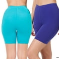 thumbnail image 1 of 2 Packs of Womens & Plus Soft Cotton Stretch Knee Length Leggings Fitness Sport Biker Shorts, 1 of 4