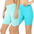 thumbnail image 1 of 2 Packs of Womens & Plus Soft Cotton Stretch Knee Length Leggings Fitness Sport Biker Shorts, 1 of 4