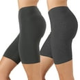 thumbnail image 1 of 2 Packs of Womens & Plus Soft Cotton Stretch Knee Length Leggings Fitness Sport Biker Shorts, 1 of 5