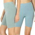 thumbnail image 1 of 2 Packs of Womens & Plus Soft Cotton Stretch Knee Length Leggings Fitness Sport Biker Shorts, 1 of 4