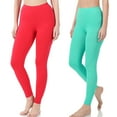 thumbnail image 1 of 2 Packs of Zenana Women Premium Cotton High Waist Full Ankle Length Leggings, 1 of 4