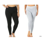 2 Packs of Zenana Women Premium Cotton High Waist Full Ankle Length Leggings