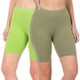 thumbnail image 1 of 2 Packs of Zenana Womens & Plus Soft Cotton Stretch Mid Thigh Length Fitness Sport Biker Shorts, 1 of 5