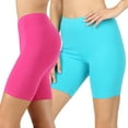 thumbnail image 1 of 2 Packs of Zenana Womens & Plus Soft Cotton Stretch Mid Thigh Length Fitness Sport Biker Shorts, 1 of 4