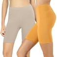 thumbnail image 1 of 2 Packs of Zenana Womens & Plus Soft Cotton Stretch Mid Thigh Length Fitness Sport Biker Shorts, 1 of 5
