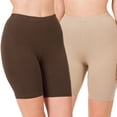 thumbnail image 1 of 2 Packs of Zenana Womens & Plus Soft Cotton Stretch Mid Thigh Length Fitness Sport Biker Shorts, 1 of 4