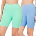 thumbnail image 1 of 2 Packs of Zenana Womens & Plus Soft Cotton Stretch Mid Thigh Length Fitness Sport Biker Shorts, 1 of 4