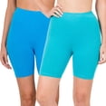 thumbnail image 1 of 2 Packs of Zenana Womens & Plus Soft Cotton Stretch Mid Thigh Length Fitness Sport Biker Shorts, 1 of 5