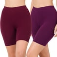 thumbnail image 1 of 2 Packs of Zenana Womens & Plus Soft Cotton Stretch Mid Thigh Length Fitness Sport Biker Shorts, 1 of 4