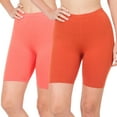 thumbnail image 1 of 2 Packs of Zenana Womens & Plus Soft Cotton Stretch Mid Thigh Length Fitness Sport Biker Shorts, 1 of 5