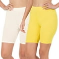 thumbnail image 1 of 2 Packs of Zenana Womens & Plus Soft Cotton Stretch Mid Thigh Length Fitness Sport Biker Shorts, 1 of 5