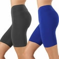 thumbnail image 1 of 2 Packs of Zenana Womens & Plus Soft Cotton Stretch Mid Thigh Length Fitness Sport Biker Shorts, 1 of 5