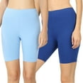 thumbnail image 1 of 2 Packs of Zenana Womens & Plus Soft Cotton Stretch Mid Thigh Length Fitness Sport Biker Shorts, 1 of 4