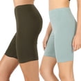 thumbnail image 1 of 2 Packs of Zenana Womens & Plus Soft Cotton Stretch Mid Thigh Length Fitness Sport Biker Shorts, 1 of 4