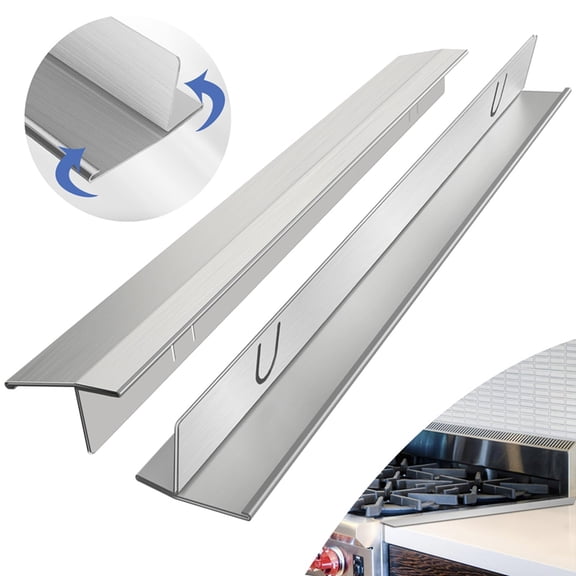 2 Packs x Stove Gap Covers Stainless Steel-Silver