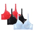 thumbnail image 1 of 2 Pacs Lace Trim Bras for Womens Adjustable Straps One Piece Seamless Bra Non-Slip Anti-Sagging Seamless Bras Comfory Convenient Bralettes Ultra Comfort Soft High Elasticity Underwear, 1 of 2
