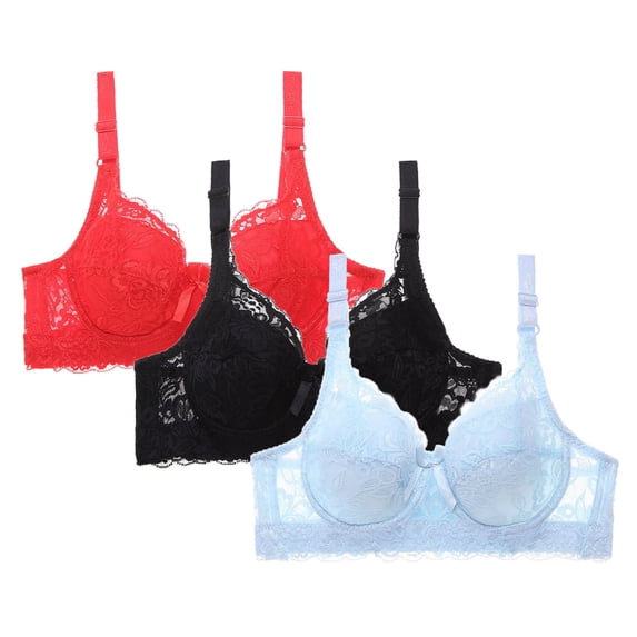 2 Pacs Lace Trim Bras for Womens Adjustable Straps One Piece Seamless Bra Non-Slip Anti-Sagging Seamless Bras Comfory Convenient Bralettes Ultra Comfort Soft High Elasticity Underwear